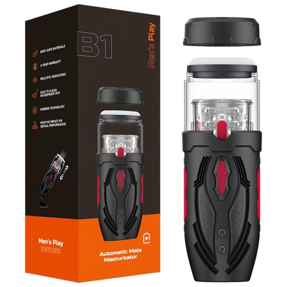 Men's Play - masturbator męski obrotowy - czarny