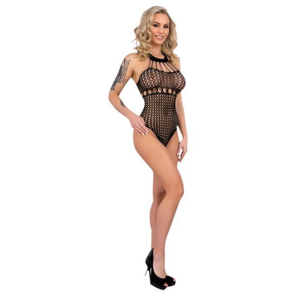 Livco Orvina - siateczkowe body w kropki z wiązaniem na szyi - (czarne) - S-L