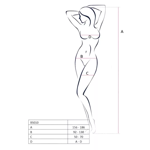 Passion - bodystocking z otwartym krokiem - siateczka - biały - S-L