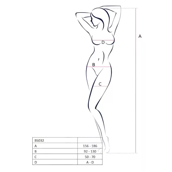Passion - bodystocking siateczkowy otwarty - czerwony - S-L