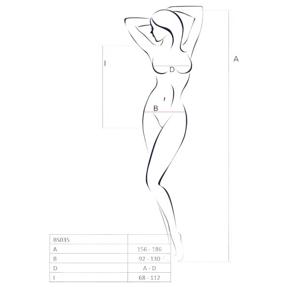 Passion - body na ramiączkach otwarte siateczkowe biały S-L