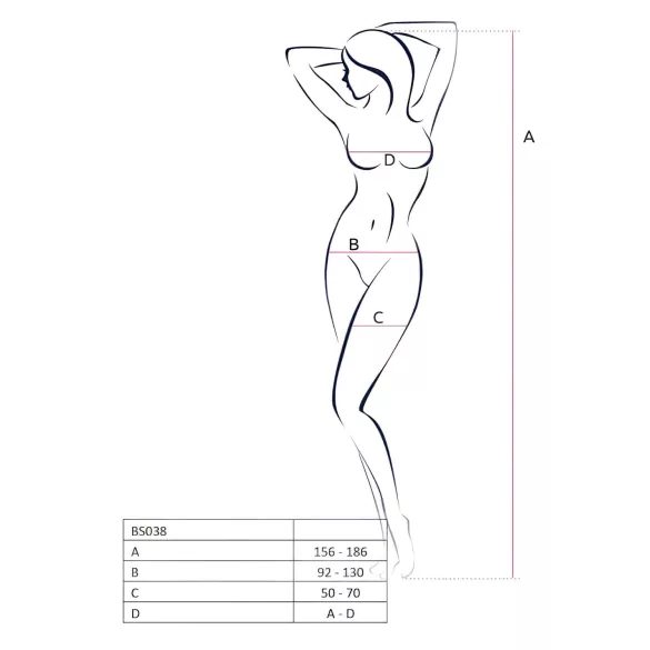 Passion BS038 - komplet siateczkowy z zygzakowym wzorem - czarny - S-L