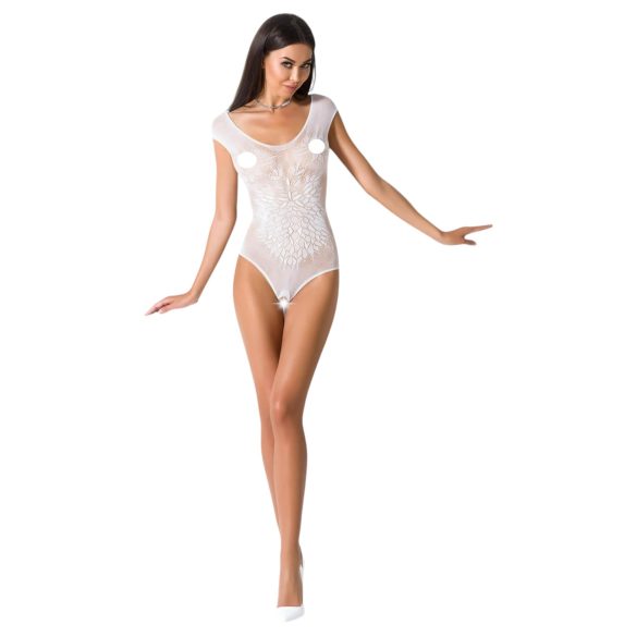Passion BS064 - otwarty ażurowy body (biały) - S-L