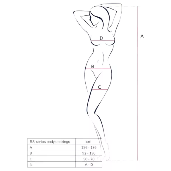 Passion BS077 - kombinezon siateczkowy z długim rękawem - czarny - S-L
