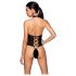 Passion Nancy - otwarte, krzyżowe body (czarne) - L/XL