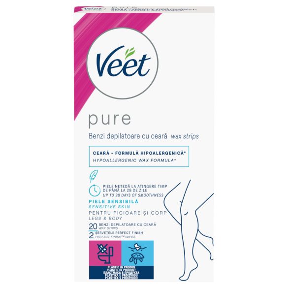 Veet Pure - paski do depilacji nóg i ciała - do skóry wrażliwej - 20 sztuk
