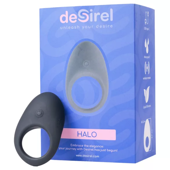 Desirel Halo - pierścień erekcyjny wibrujący - silikonowy - czarny