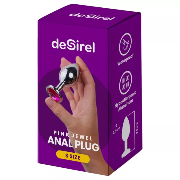 Desirel - korek analny z ozdobą - mały rozmiar - srebrny/różowy