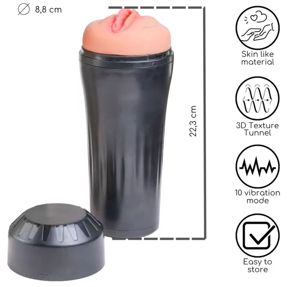 Desirel True Touch - realistyczna wibrująca masturbator - cielisty/czarny