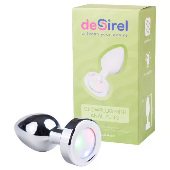 Desirel - analny korek świecący - mały - srebrny