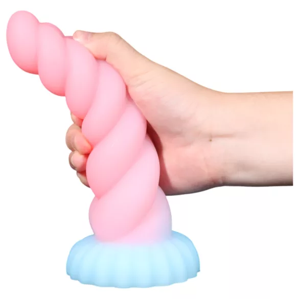 OgazR - dildo świecące w ciemności - jednorożec - 22cm - tęczowy