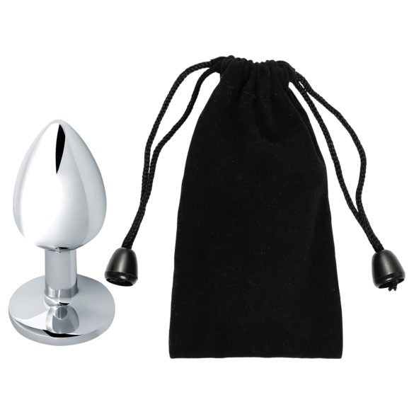 Sunfo - korek analny metalowy - żółty kryształ - srebrny