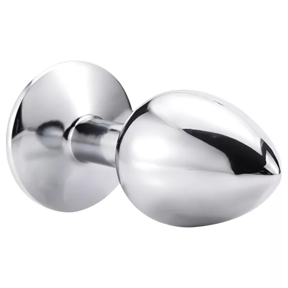 Sunfo - korek analny metalowy z różowym kryształem - srebrny