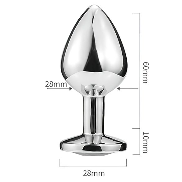 Sunfo - korek analny metalowy - serce z niebieskim kryształem - srebrny
