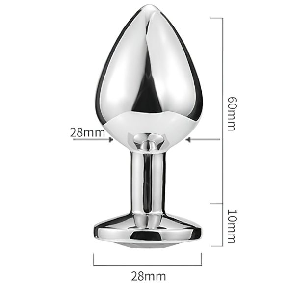 Sunfo - korek analny metalowy z niebieskim kryształem serce - srebrny