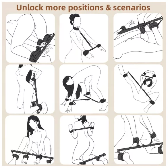 Lonely - rozpórka regulowana z kajdankami - czarny