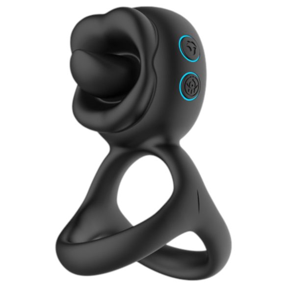 Biu-Biu - pierścień na penisa z wibratorem do łechtaczki - czarny