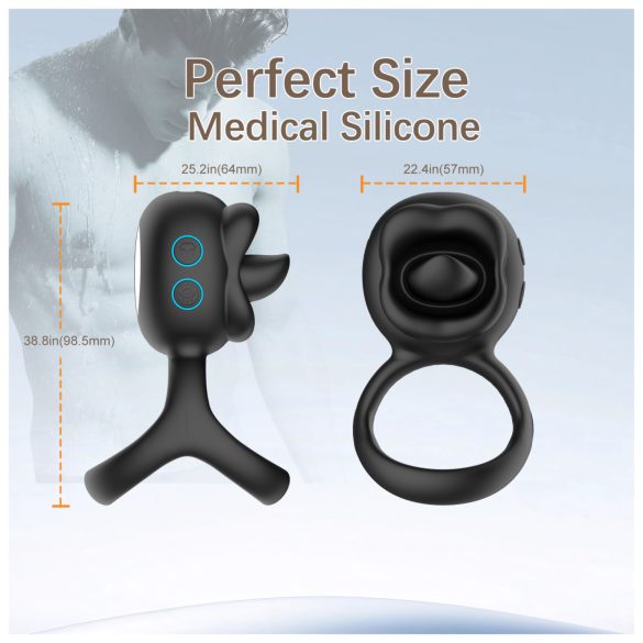 Biu-Biu - pierścień na penisa z wibratorem do łechtaczki - czarny