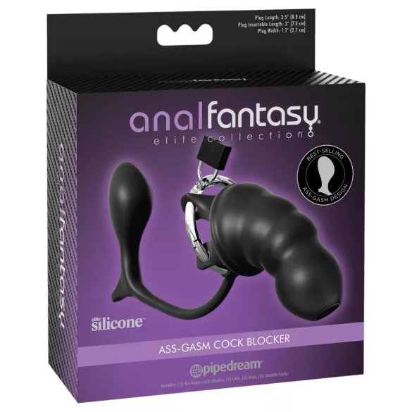 Pipedream Anal Fantasy Elite - korek analny i klatka na penisa (czarna)