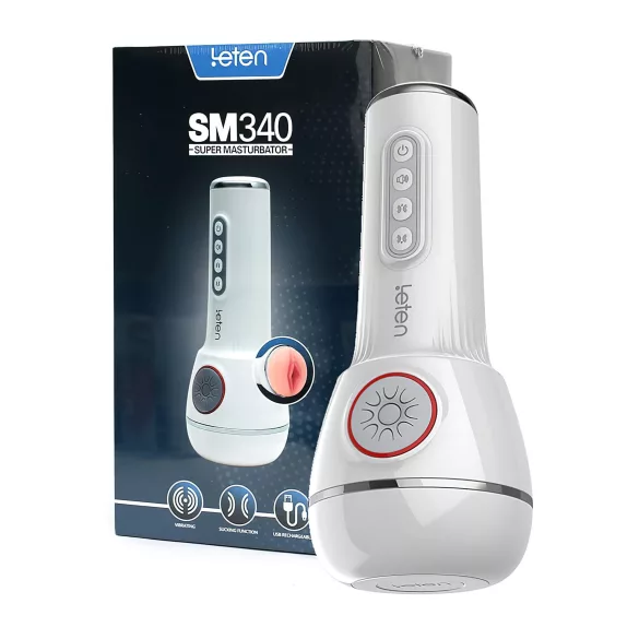 LETEN SM340 - masturbator dla mężczyzn - wibracje ssanie dźwięki - akumulator
