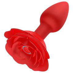   Rose Plug - wibrujący korek analny na pilota, ładowany USB, czerwony