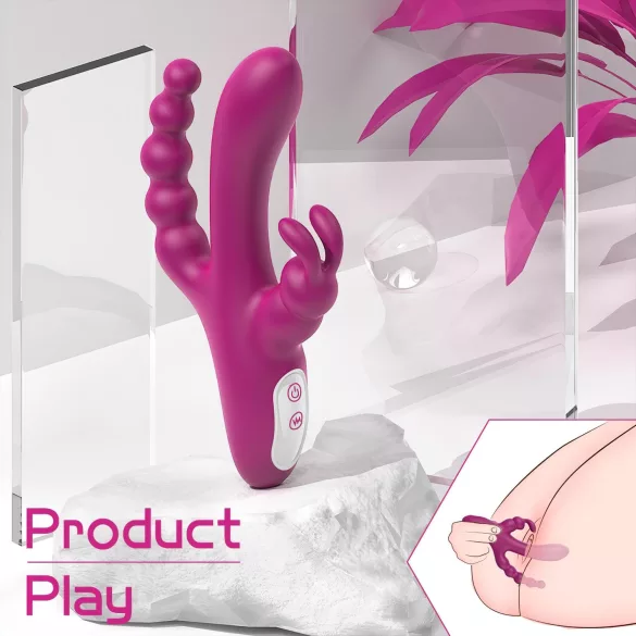 Sex HD Joker - wibrator trójramienny ładowany wodoodporny silikon fioletowy
