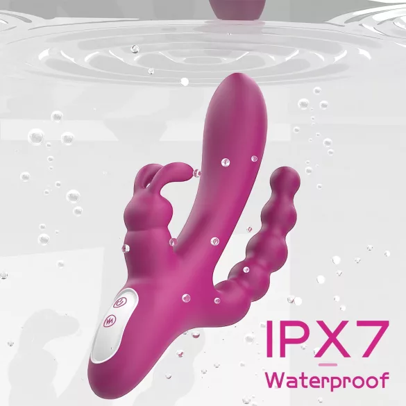 Sex HD Joker - wibrator trójramienny ładowany wodoodporny silikon fioletowy