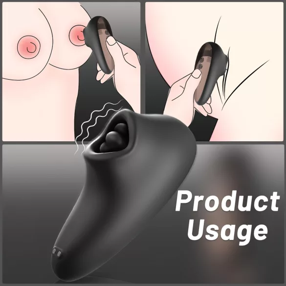 Sex HD Mirror - wibrator do lizania z funkcją podgrzewania - czarny