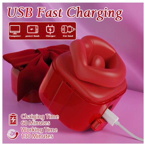 SEX HD Lovely Kiss - wibrator do lizania i ssania - czerwony