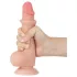 Sliding-Skin - podwójny wibrator z przyssawką, dwuwarstwowy - 19,5 cm (naturalny)