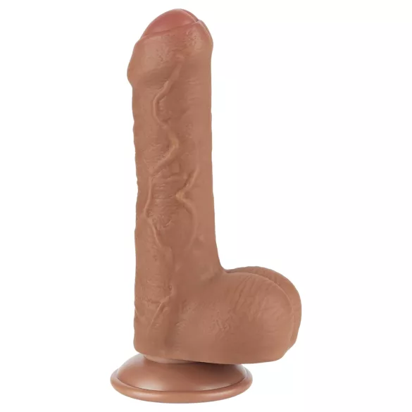 Lovetoy - dildo z jądrami - podwójna warstwa - 18,3 cm - cielisty