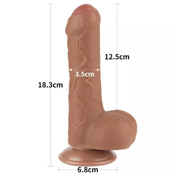 Lovetoy - dildo z jądrami - podwójna warstwa - 18,3 cm - cielisty