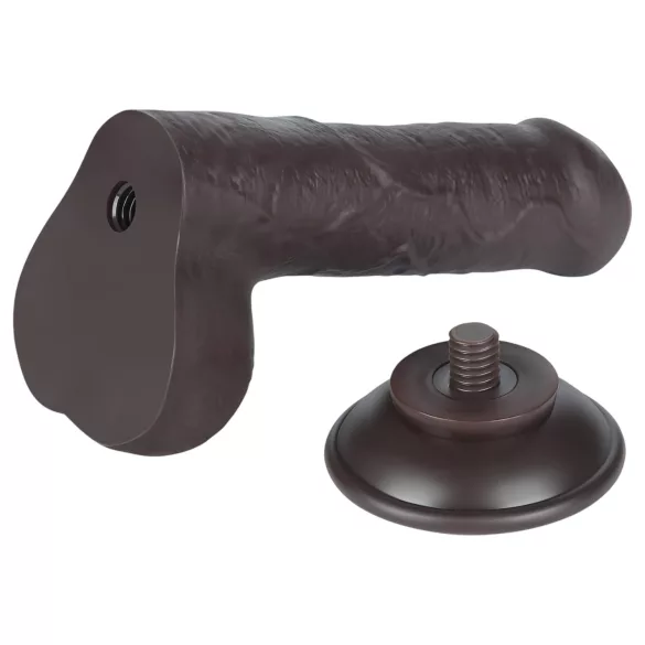 Lovetoy - dildo realistyczne z jądrami - dwuwarstwowe - 18,3 cm - brązowy