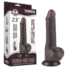   Lovetoy - dildo z jądrami - dwuwarstwowy, realistyczny - 19,5 cm, brązowy