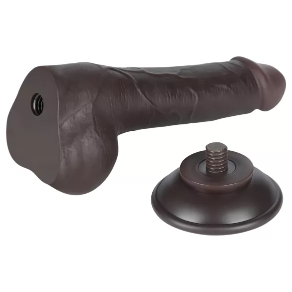 Lovetoy - dildo z jądrami - dwuwarstwowy, realistyczny - 19,5 cm, brązowy