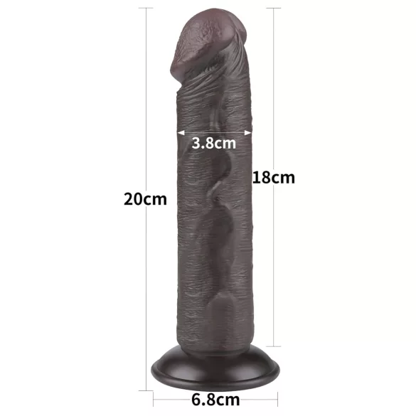 Lovetoy - dildo z przyssawką - dwuwarstwowy - 20 cm - brązowy