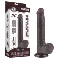   Sliding-Skin - dwuwarstwowe dildo z przyssawką - 20,8 cm (brązowe)