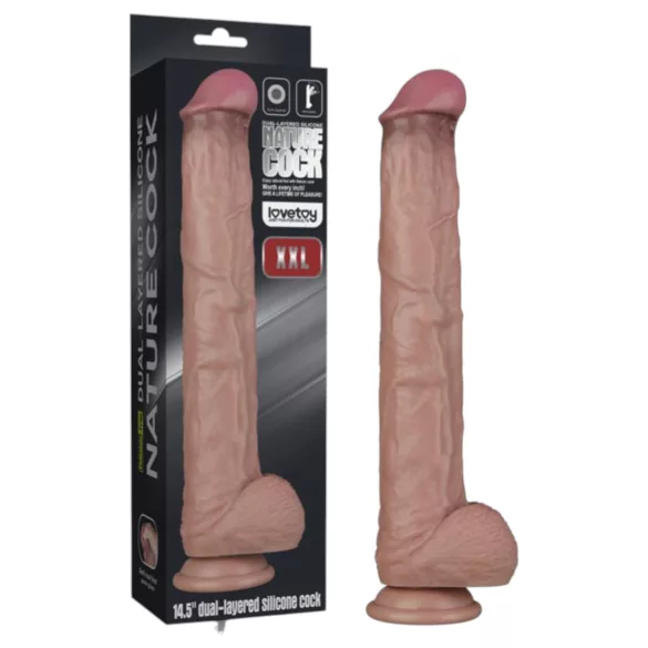 Lovetoy - dwuwarstwowe dildo XXL - 36,5 cm - (naturalne)