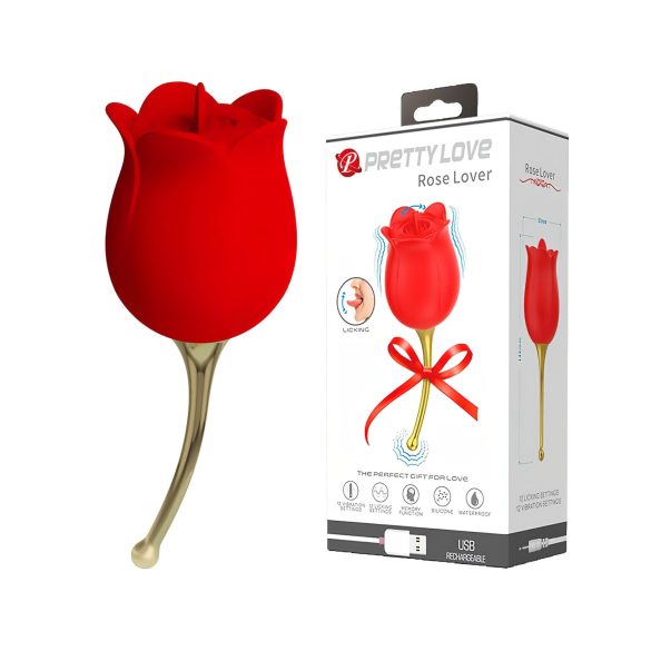 Pretty Love Rose Lover - dwufunkcyjny wibrujący języczek (czerwony)