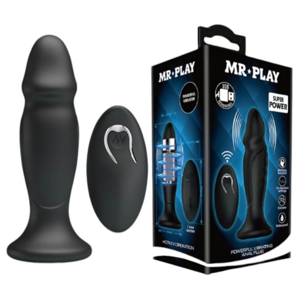 MR. PLAY - akumulatorowy analny wibrator z pilotem (czarny)