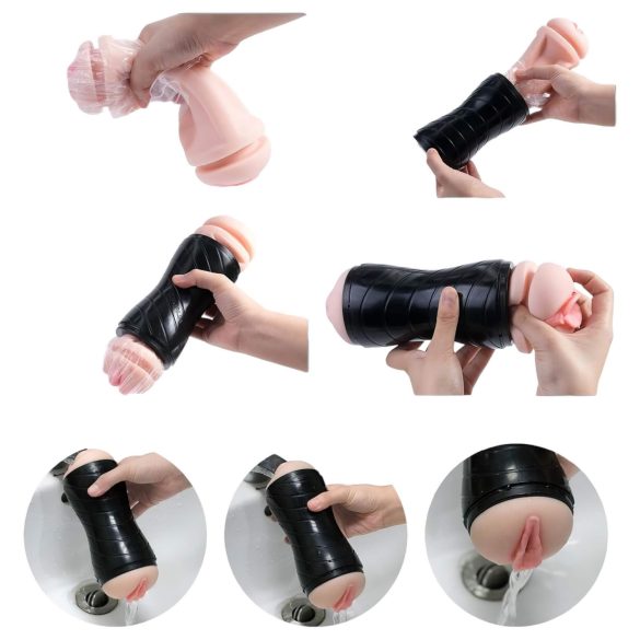 Vibeconnect - masturbator usta i pochwa realistyczny - naturalny/czarny