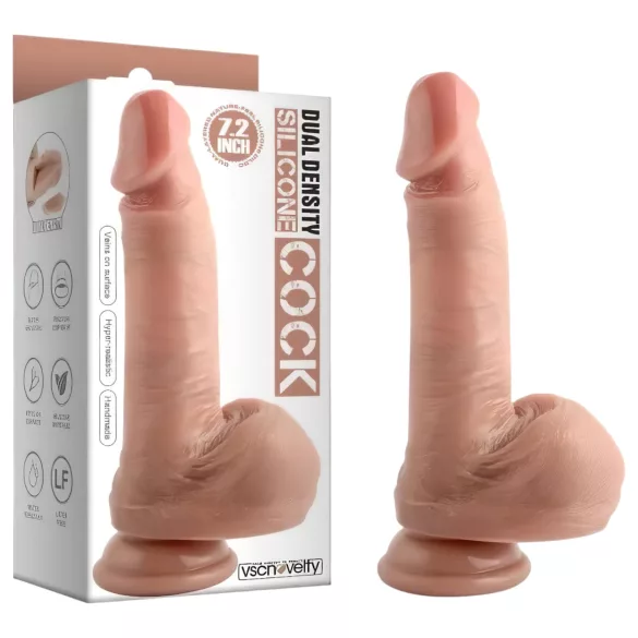 Dual Density - realistyczny dildo z jądrami i przyssawką - 18 cm