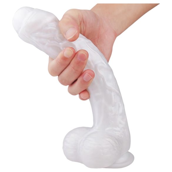 Dildo HD Martin z przyssawką i jądrami - realistyczne, białe.