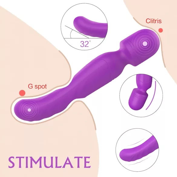 Sex HD Iris - wibrator masujący z 2 silnikami i funkcją podgrzewania - fioletowy