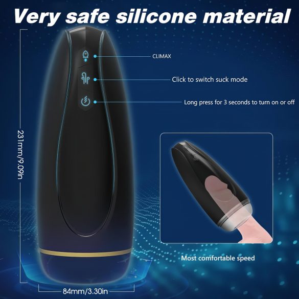 Sex HD Hawk - masturbator męski wibrująco-ssący akumulatorowy - czarno-biały