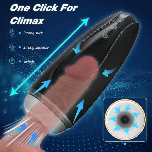 Sex HD Hawk - masturbator męski wibrująco-ssący akumulatorowy - czarno-biały