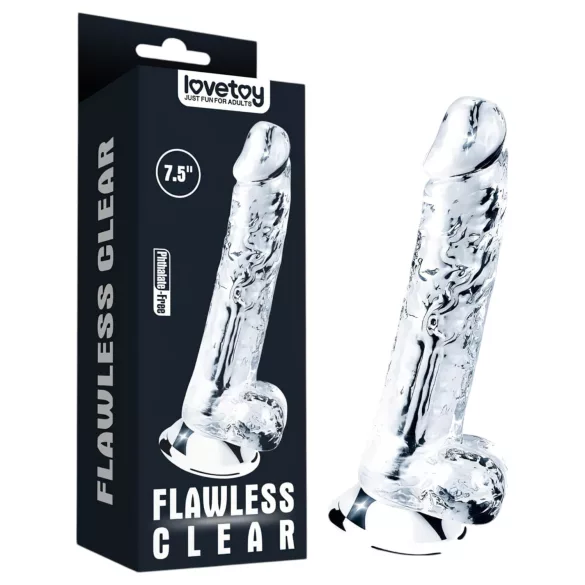 Lovetoy Flawless Clear - dildo z przyssawką - 19 cm (przezroczysty)