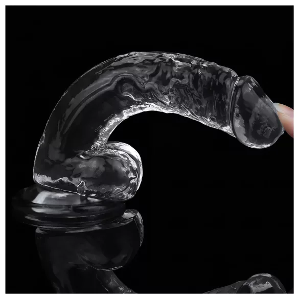 Lovetoy Flawless Clear - dildo z przyssawką - 19 cm (przezroczysty)