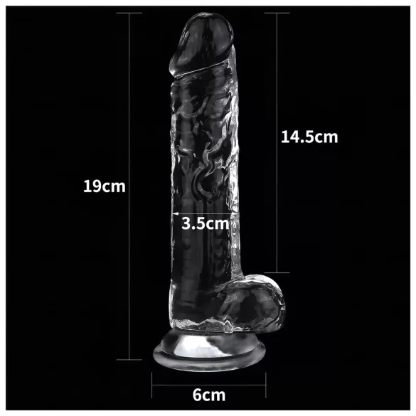 Lovetoy Flawless Clear - dildo z przyssawką - 19 cm (przezroczysty)
