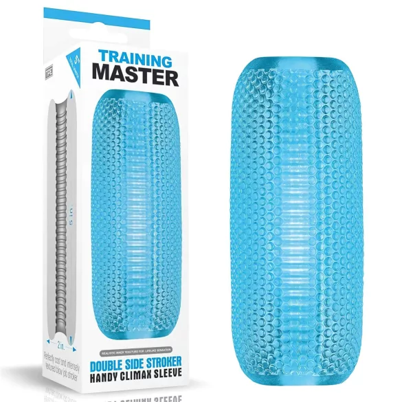 Lovetoy Training Master - dwustronny prążkowany masturbator (niebieski)